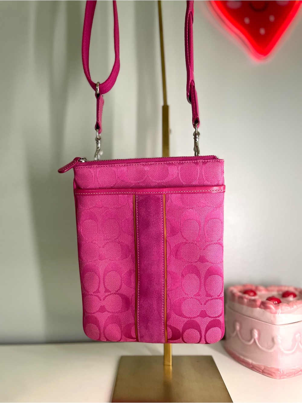 Coach Pink Signature Crossbody Bag